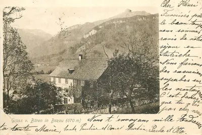 Gruss v. Bären in Bezau (670 m) — vue d'un chalet alpin — éditeur : Gruss v. Bären