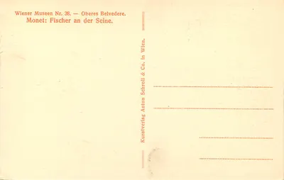 Fischer na Seinie — Monet — Kunstverlag Anton Schroll & Co. Wien — Rewers