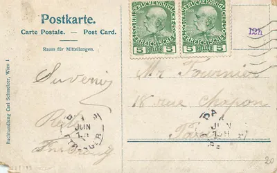 Innsbruck, z Brennerstrasse — widok panoramiczny — nieznany wydawca, numer serii nie widoczny — Rewers