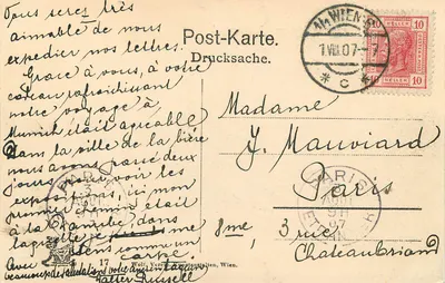 Wiedeń, Franzensring i Parlament — widok panoramiczny — wydawca nieznany — Rewers