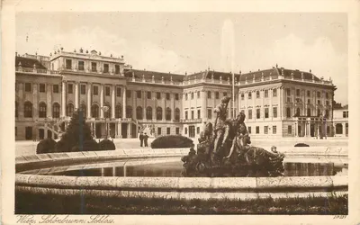 Viena, Schönbrunn, Castelo — vista do parque com fonte — editor J.P. 239