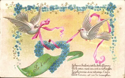 Duas pombas amorosas — motivo de carta de voto — J.C. Paris n°505