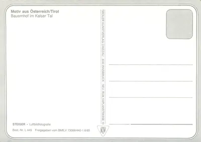 Bauernhof im Kalsertal — Tirol, Autriche — éditeur STEIGER, n° de série L 449 — Rewers