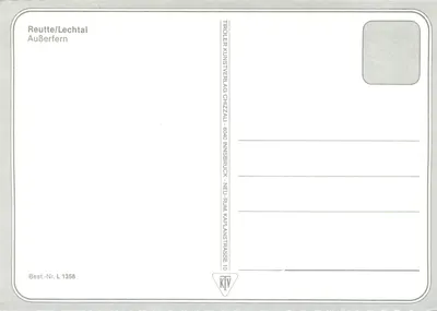 Reutte/Lechtal — Außerfern — Tirolien Kunstverlag Chizzi — n° de série L 1358 — Verso