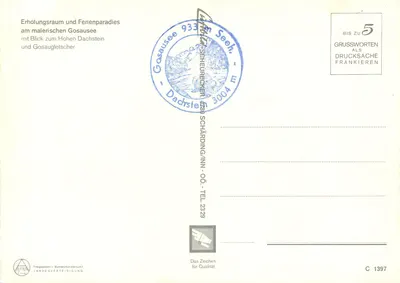 Lago Gosausee — com o Hohen Dachstein — editor: Österreich — Verso