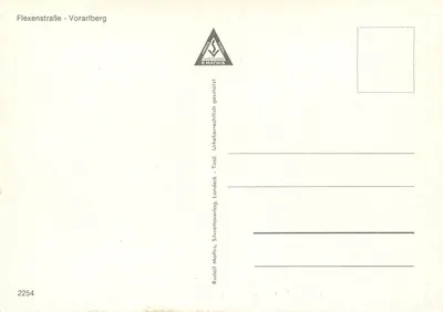 Flexenstraße - Vorarlberg — editor R. Mathis, n° 2254 — Verso