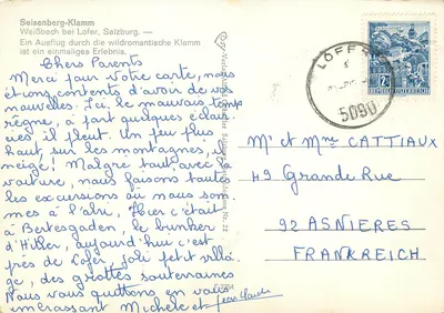 Seisenberg-Klamm — Weißbach bei Lofer, Salzburg — wydawca: DOS-Verlag, Salzburg, n° 22 — Rewers