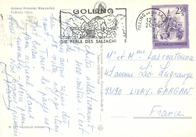 Unterer Krimmler Wasserfall — Fallhöhe 100 m — Golling Verlag, no. K 111 — Back