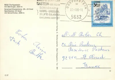Lufthkurort Dorfgastein 823 m — widok panoramiczny i basen — wydawca E. Wolkerstorfer — Rewers