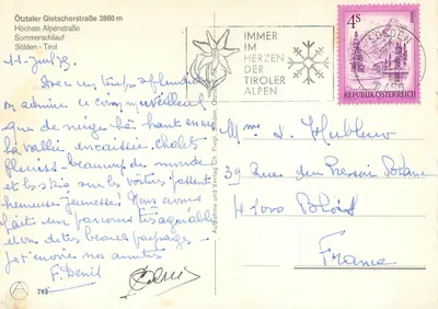 Otztaler Gletscherstraße — A Mais Alta Estrada Alpina da Europa — editor Friegl, n°713 — Verso