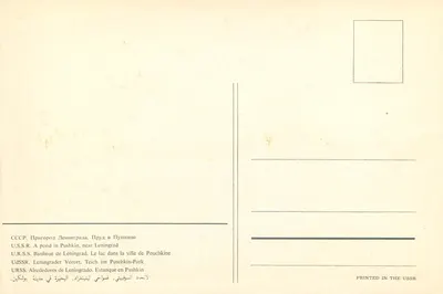 Jezioro w Pułku — obok Leningradu — Wydane w ZSRR — Rewers