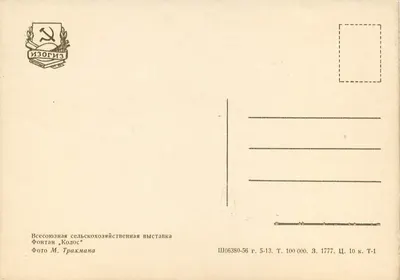 Festival rolniczy Związku Radzieckiego — Fontanna 'Kolos' — Foto M. Trakhmana — Rewers