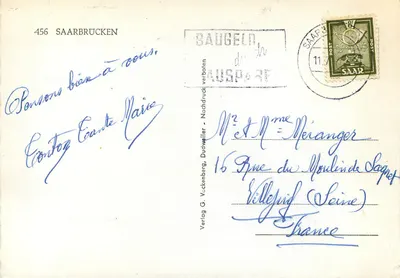 Saarbrücken — widok panoramiczny — Verlag G. Vockenberge, n°456 — Rewers