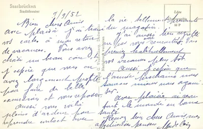 Saarbrücken — Stadttheater — Editor G. Vockenberge, Dukhwater — Verso