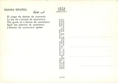 Família berberes jogando xadrez — Saara espanhol — IRIS MEXICHROME — Verso