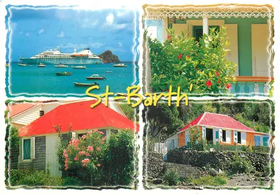 St-Barth — vista da baía, casas coloridas e cruzeiro — Edições Exbrayat
