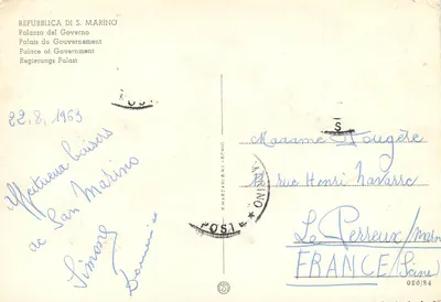 San Marino — Palácio do Governo — editor desconhecido, número de série não visível — Verso