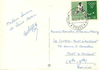Saint-Marin — Vista da República de Saint-Marin — editor P. Marzari & Cie, n° 86-CHO — Verso