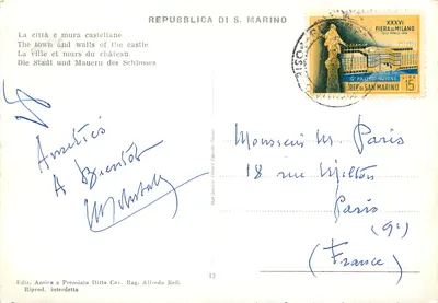 Castello di San Marino — vista panorâmica — Ediz. Antica e Premiata Ditta Cav. Rag. Alfredo Refli n°12 — Verso