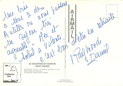 St. Maarten — domy kolonialne — Vontobel-Druck — Rewers