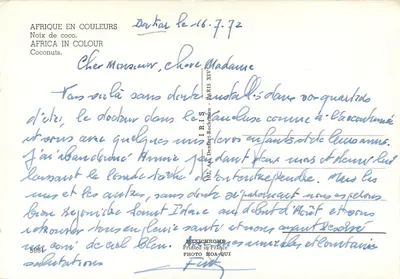 Noce z kokosami — Afryka w kolorach — wydawca IRIS, nr 5881 — Rewers