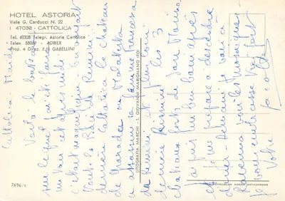 Hotel Astoria — Cattolica — statek żaglowy Angelo — Rewers