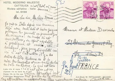 Hotel Majestique — Riviera Adriatycka, Włochy — Arti Graf, W. Tettamanti - Milano — Rewers