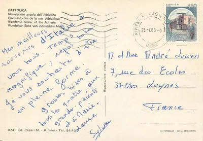 Cattolica — plaża i ognie artyleryjskie — Wyd. Cesari M. nr 074 — Rewers