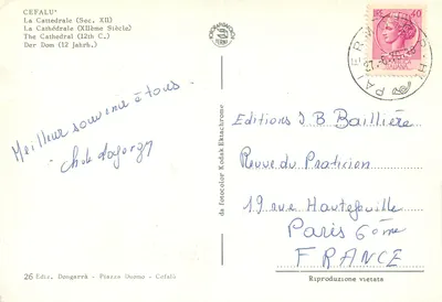 Cefalù — Katedra z XII wieku — Wydawnictwo J.B. Baillière — Rewers