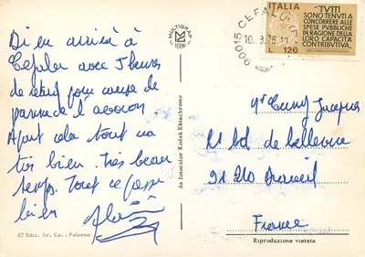Cefalù — widok panoramyczny i port — wydawca Multigraf Terni, n°67 — Rewers
