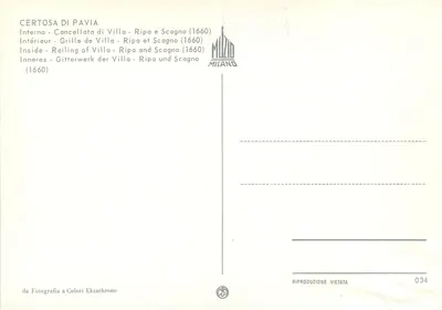 Certosa di Pavia — Wnętrze wille Ripa e Scagno (1660) — Milizio Milano — Rewers