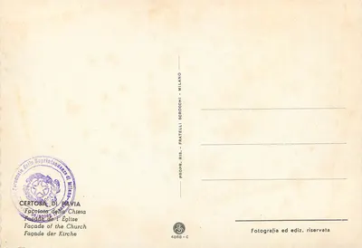 Certosa di Pavia — Façada kościoła — Fratelli Scroccchi, n° 4868-C — Rewers