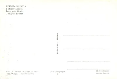 Certosa di Pavia — duży klooster — wydanie E. Bricchi, seria 8 — Rewers