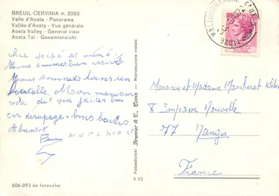 BREUIL-CERVINIA m. 2050 — Widok panoramiczny — Brummer & C. Como A 52 — Rewers