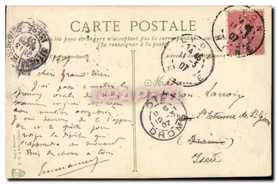 Most Guillotière w Lyonie — widok rzeki z Hotel-Dieu — wydawca A. V. & Cie, nr 1051 — Rewers