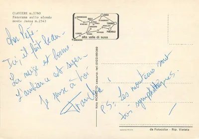 Clavière — panorama na górę Janus m.2543 — fotografia Roberto Cesana — Rewers