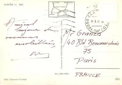 Clavière — granica włosko-francuska — Giovanni Trimboli, seria CL-181/072 — Rewers
