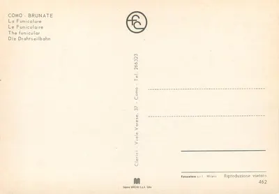 Como - Brunate — O funicular — Clerici s.r.l. - Milano — Verso