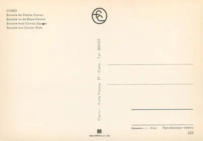 Como — Brunate da Piazza Cavour — Clerici s.r.l. - Milano — Verso
