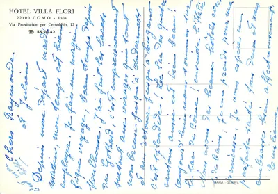 Hotel Villa Flori — Como, Włochy — wydawca AIGA - GENOVA — Rewers