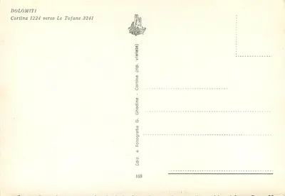 Cortina d'Ampezzo — widok w kierunku Tofane — wydawnictwo G. Ghedina — Rewers