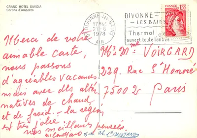 Wielki Hotel Savoia — Cortina d'Ampezzo — Divonne-les-Bains — Rewers