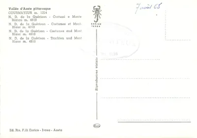Notre-Dame-de-la-Guérison — Courmayeur — Ed. Ris. F.lli Enrico - Ivrea — Reverso