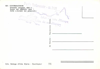 Grandes Jorasses i Dente del Gigante — Courmayeur — Wyd. Bottega d'Arte Alpina — Rewers