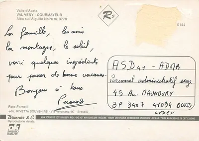 Valle d'Aosta — Black Needle — publisher Rivetta Souvenirs, no. 0144 — Back