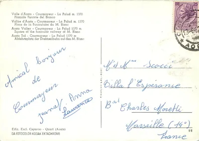 Monte Bianco — Estación de La Palud — P. Marzari SRL-SCHD — Reverso