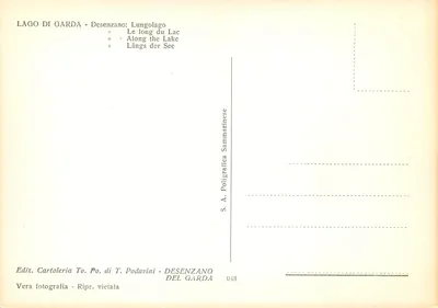 Lago di Garda - Desenzano: Lungolago — Wyd. Kartol. To. Po. T. Podavini, nr 048 — Rewers