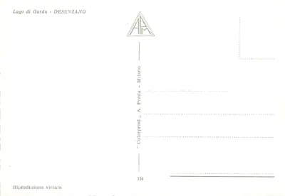 Jezioro Garda - DESENZANO — widok z portu i miasta — A. Preda, Milano, n° 131 — Rewers