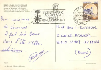 Museo Napoleonico di S. Martino — Ilha d'Elba — M. Tognoli Editore - Livorno — Verso