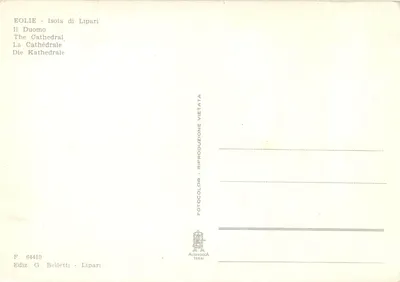 Éolies - Ilha de Lipari — Il Duomo — Editor G. Belletti, n° 64410 — Verso